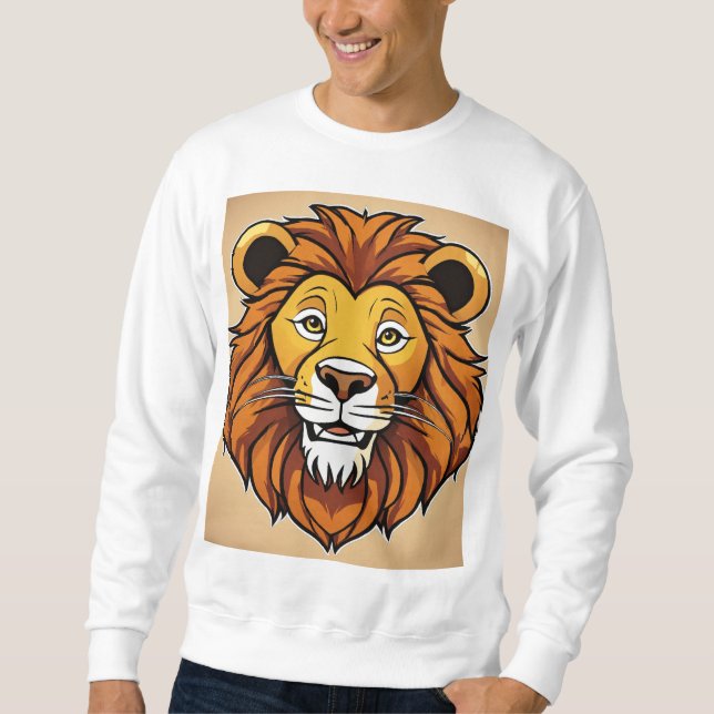 Sweatshirt Majestic Cartoon Lion Head | Bold Safari King  (Devant)