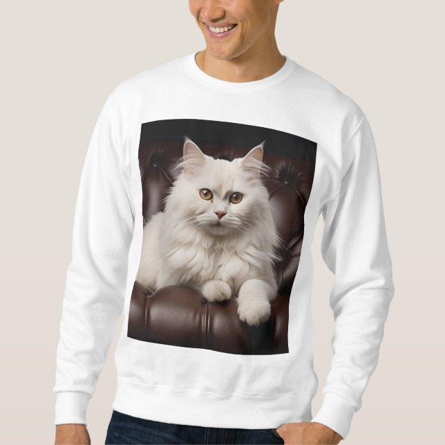 Sweatshirt Majestic white cat (Devant)