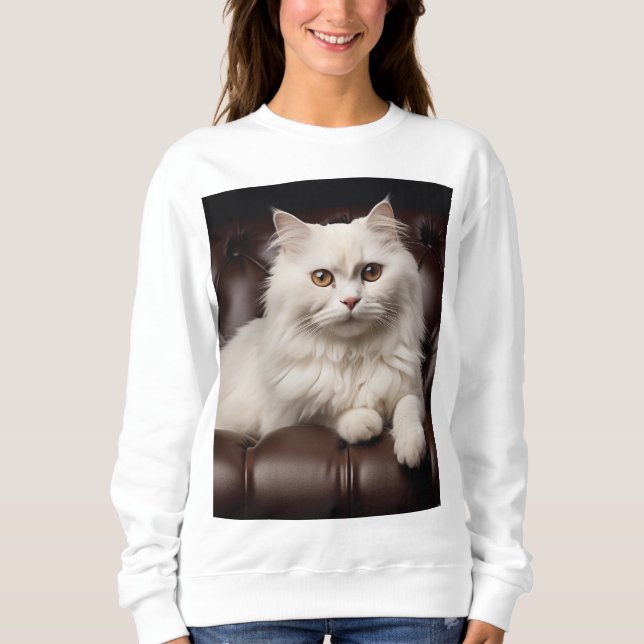 Sweatshirt Majestic white cat (Devant)