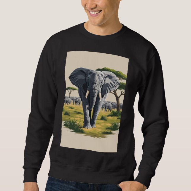 Sweatshirt majestueux éléphant Savanna (Devant)