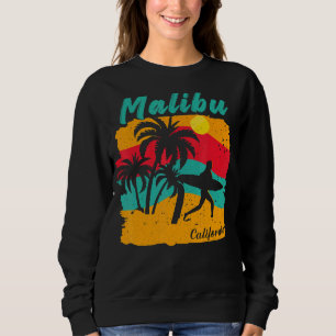 Sweatshirt Malibu California Beach Scenery Avec Surfer Fémini