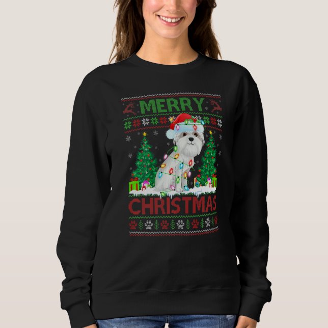 Sweatshirt Maltais Luminants de rennes de Noël moches (Devant)