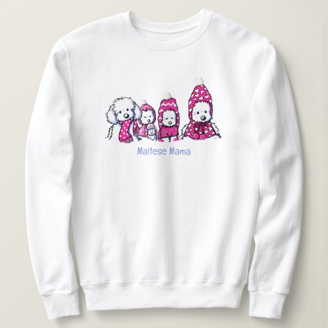 Sweatshirt Maltese enneigé en rose (Design devant)