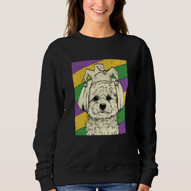 Sweatshirt Maltese Jester Mardi Gras Dog Mom or Dad (Devant)
