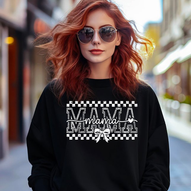 Sweatshirt MAMA avec des carreaux et un nœud (Créateur téléchargé)
