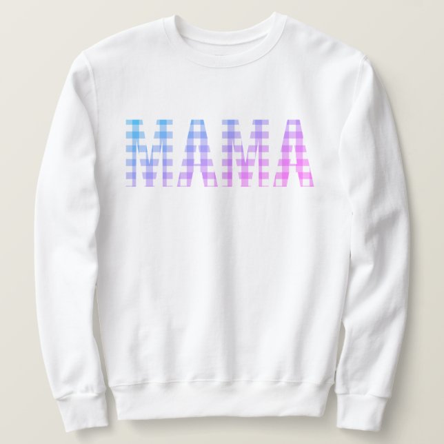 Sweatshirt Mama Carreaux Arc-en-ciel  (Design devant)