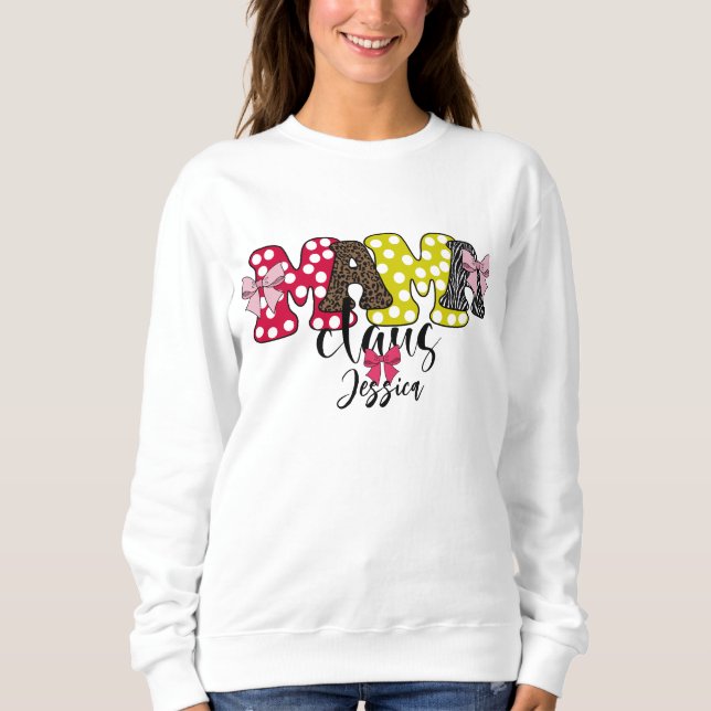 Sweatshirt Mama Claus Cute Motif Bow Noël (Devant)