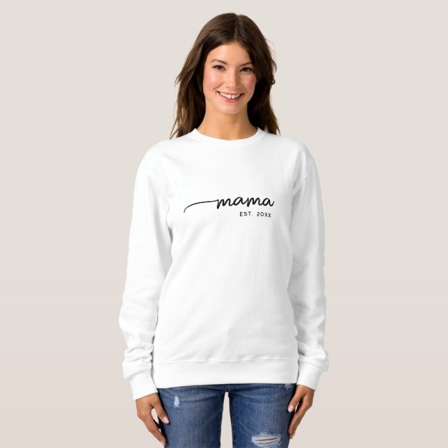 Sweatshirt Mama Élégante Typographie Personnalisée Date Cadea (Devant entier)