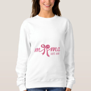 Sweatshirt Mama Est 2025 Chaud Rose Bow Coquette fête des mèr
