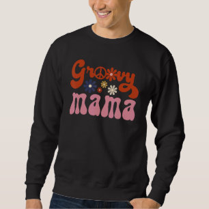 Sweatshirt Mama Groovy Rétro Fleurs de Famille Correspondante