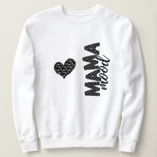 Sweatshirt Mama Humeur Cœurs Noir et Blanc Lettre Gribouillis