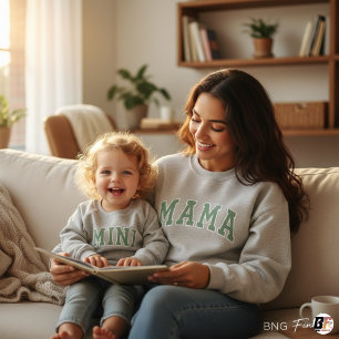 Sweatshirt Mama Minimaliste Varsity Vert Sauge Moderne