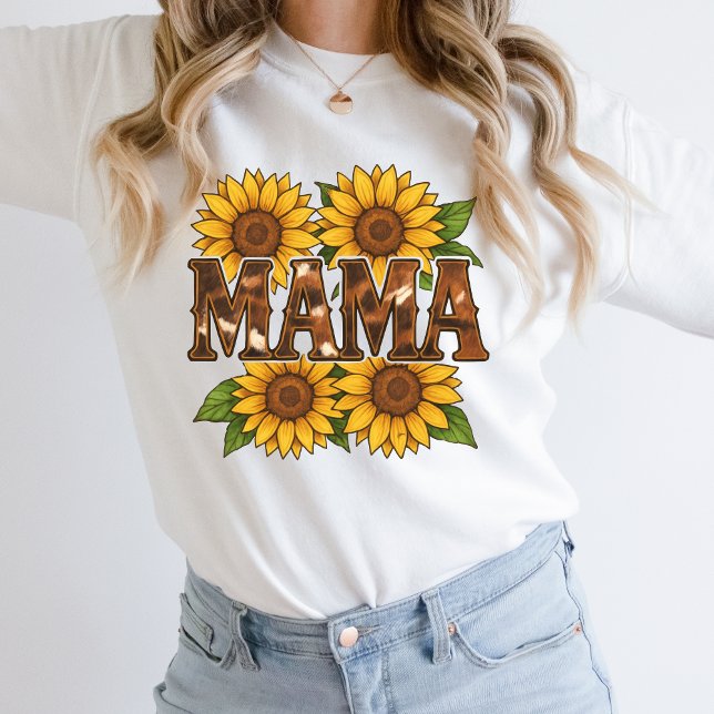 Sweatshirt Mama Sunflowers Cowhide Pays Western Rustic Maman (Mama Sunflowers Country Western Rustic Mom T-shirt. Gift for Mom, Mother's day gift, )