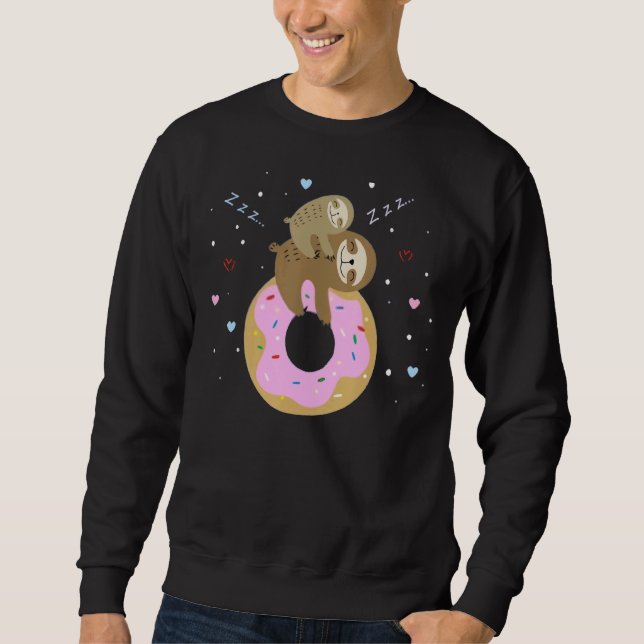 Sweatshirt Maman & Baby Sloth Sur Donut Lazy Sloth (Devant)