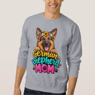 Sweatshirt Maman Berger Allemand Mignonne Couronne de Fleurs 