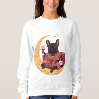 Sweatshirt Maman Bouledogue Français Soirée Vin