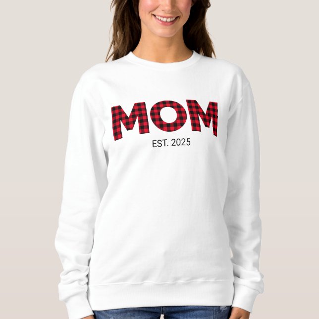 Sweatshirt Maman Carreaux de Buffalo Moderne Date de Création (Devant)