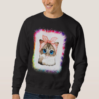 Sweatshirt Maman Chat Amour R Papa Garçon Fille Tie Dye  Blea
