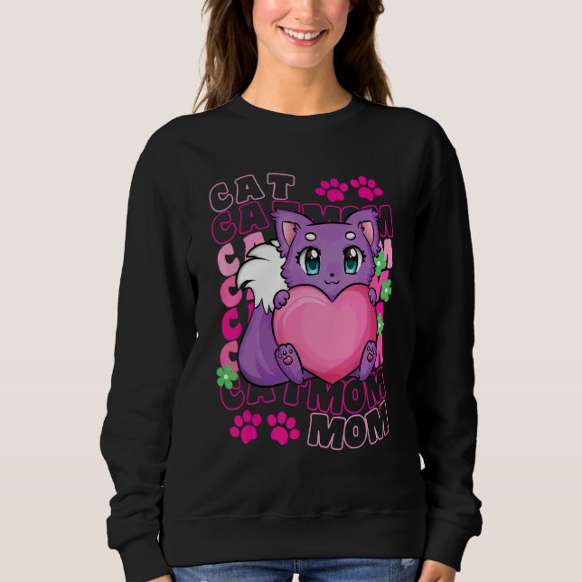 Sweatshirt Maman Chatte Mignonnes Pattes De Chat Chaton   Par (Devant)