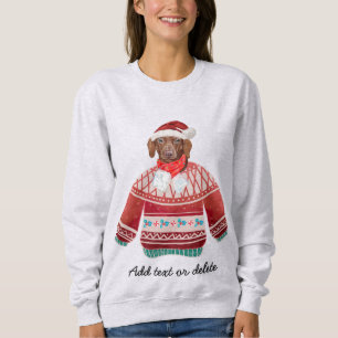Sweatshirt Maman chien teckel marron Noël T-shirt drôle de ch