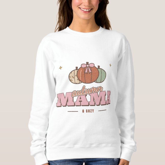 Sweatshirt Maman d'automne Pull Retro Citrouille Automne Swea (Devant)