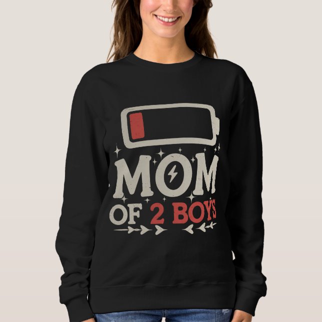 Sweatshirt Maman de 2 garçons batterie faible Mère drôle de l (Devant)