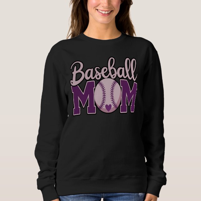 Sweatshirt Maman de baseball, jour de match de baseball (Devant)