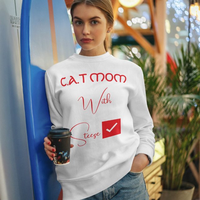 Sweatshirt Maman de chat drôle script rouge personnalisé pour (Créateur téléchargé)