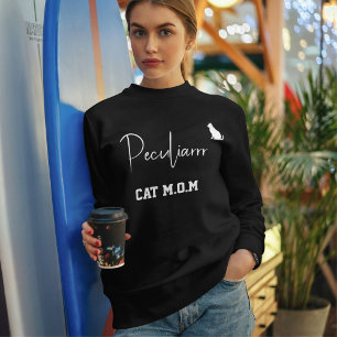 Sweatshirt Maman de chat personnalisée Minimaliste Écriture n