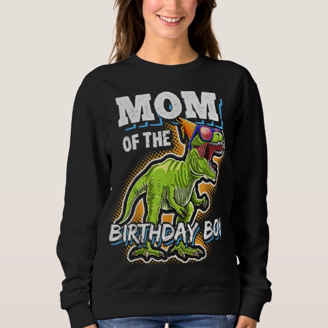 Sweatshirt Maman de l'Anniversaire garçon jumelé famille Dino (Devant)