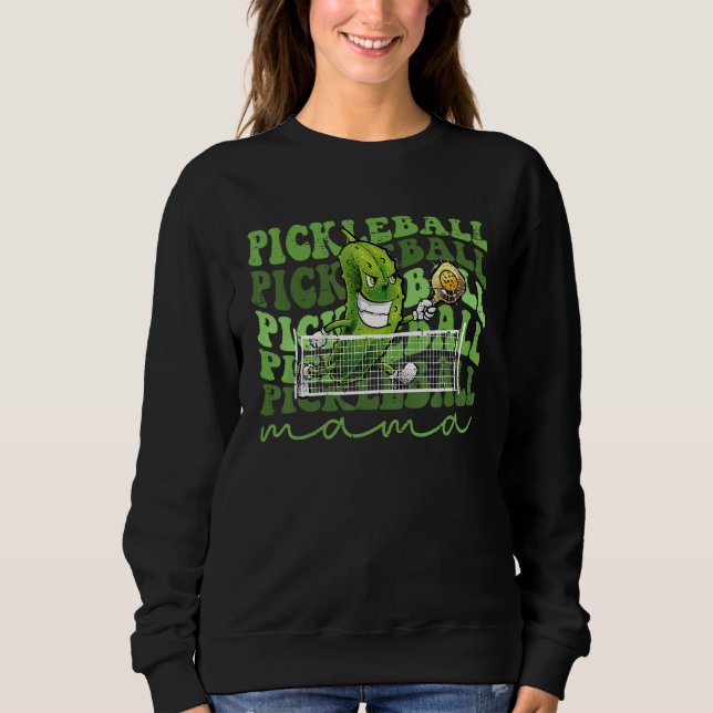 Sweatshirt Maman de pickleball rétro joueuse mignonne balle d (Devant)