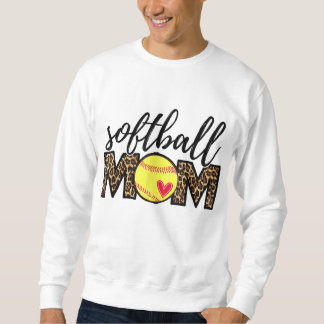 Sweatshirt Maman de softball Leopard Funny Baseball Maman D