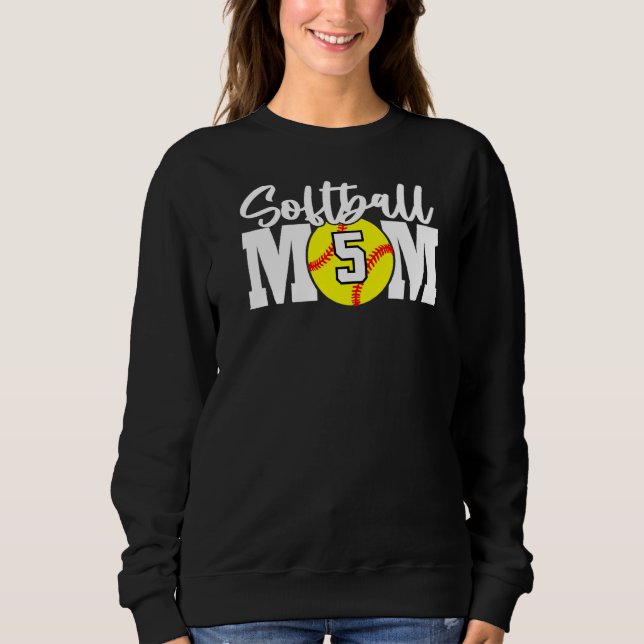 Sweatshirt Maman de softball Numéro 5 (Devant)
