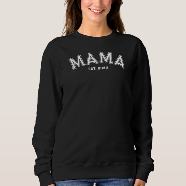 Sweatshirt Maman Est. Logo de style sport blanc personnalisé  (Devant)