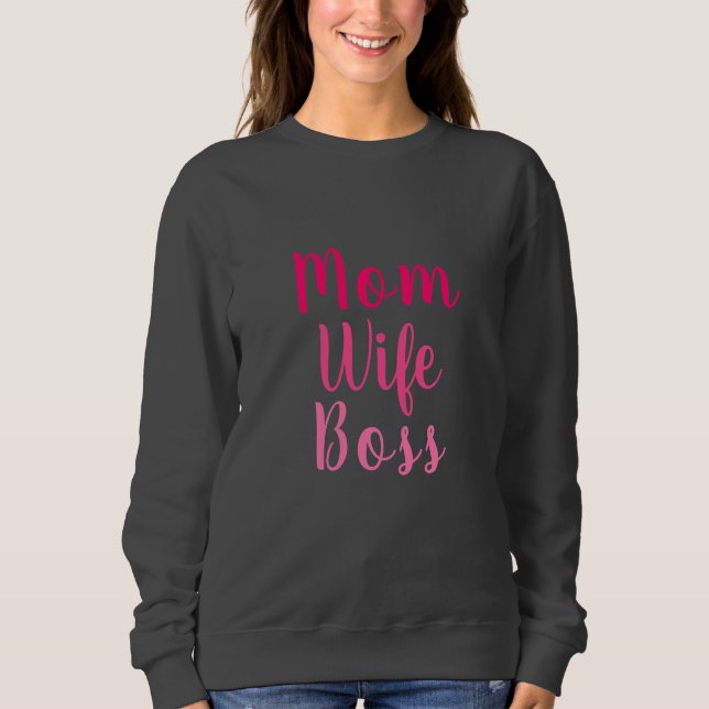 Sweatshirt Maman femme patron rose gris script personnalisé é (Devant)