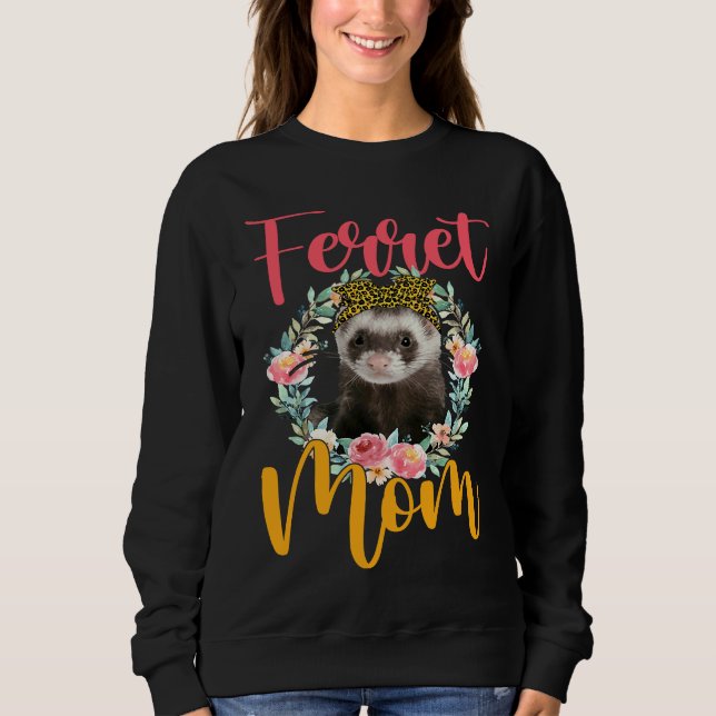 Sweatshirt Maman furet Mignon furet nœud papillon léopard fle (Devant)
