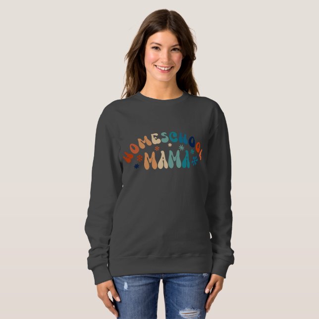 Sweatshirt Maman maman de l'école familiale Retro (Devant entier)