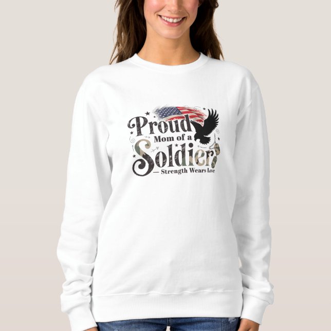 Sweatshirt Maman militaire fière Art de fierté de soldat (Devant)