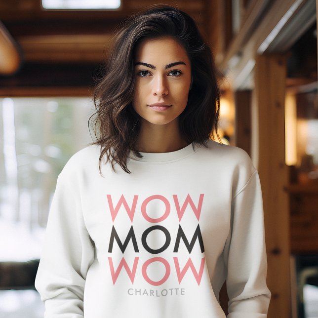 Sweatshirt Maman | Mother's Day Name Modern Pink Super Cute (Créateur téléchargé)