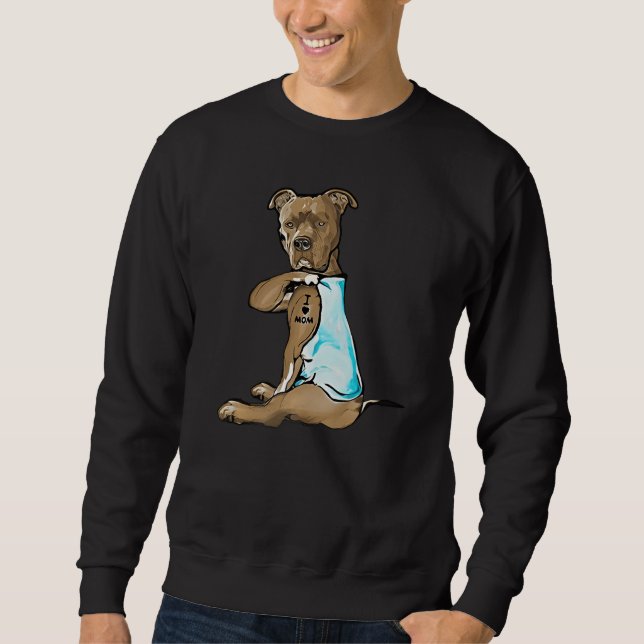 Sweatshirt Maman Pitbull Marron Tatouage Maman Molosseur Chie (Devant)