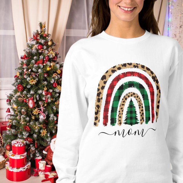 Sweatshirt Maman Plaid et Empreinte de léopard Rainbow Sweats (Créateur téléchargé)
