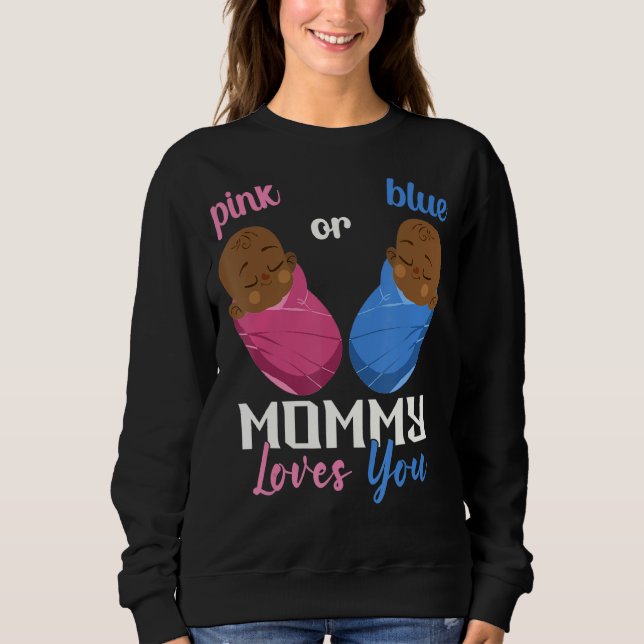 Sweatshirt Maman Rose Ou Bleue Vous Aime Genre Révéler Bébé 3 (Devant)