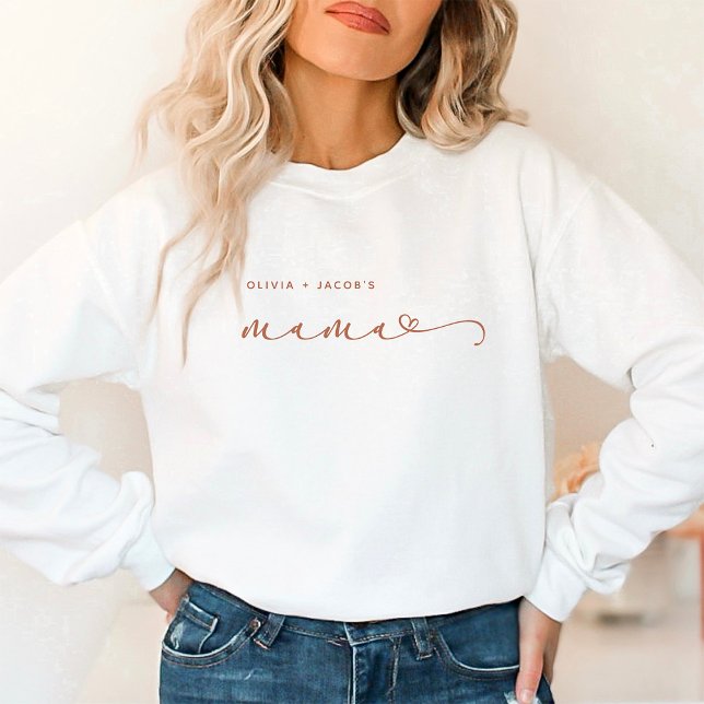 Sweatshirt Maman | Script en terre cuite et coeur avec des no (Créateur téléchargé)