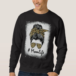 Sweatshirt Maman Vie Bleached Femmes Leopard Messy Bun
