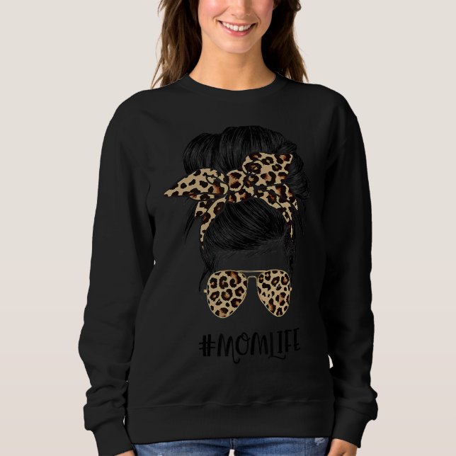 Sweatshirt Maman Vie Bleached Maman Vie Leopard Messy Bun 10 (Devant)