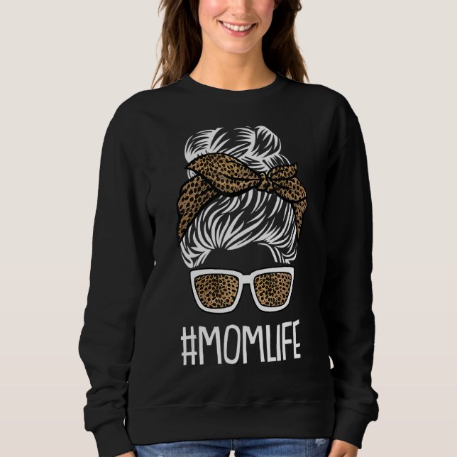 Sweatshirt Maman Vie Bleached Maman Vie Leopard Messy Bun 14 (Devant)