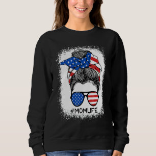 Sweatshirt Maman Vie Messager Lunettes de bébé Drapeau améric