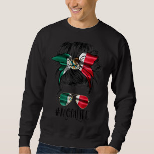 Sweatshirt Maman Vie Messy Bun Drapeau Mexicain Motheru2019s 
