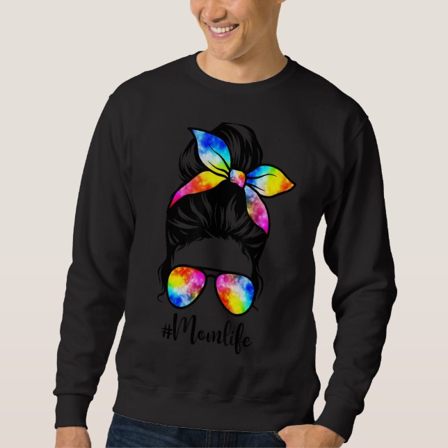 Sweatshirt Maman Vie Messy Bun Élastique à cheveux Dye Femmes (Devant)