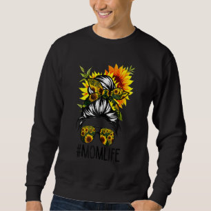 Sweatshirt Maman Vie Messy Cheveux Bun Tournesol Femmes Mère 